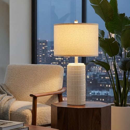 Image of PoKat 23'' Dimmable Table Lamps Set of 2 with Remote for Living Room, White