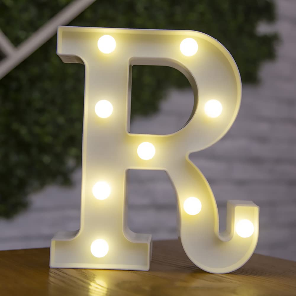 letter lights LED symbol shape, Alphabet Plastic Marquee Table Lamps, Lighting up Words, Birthday Wedding Party Everyday Home Wall Hanging Decor-R