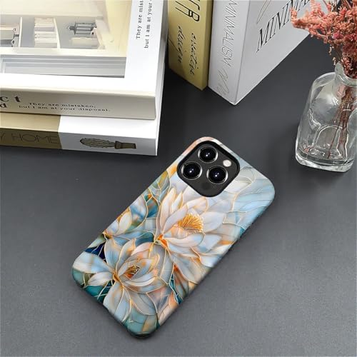 TAMEFOX Case for iPhone 16 Pro,Anti Drop Scratch Frosted Protective Cover Case for Women Girl-Glass Golden Flower - image 5