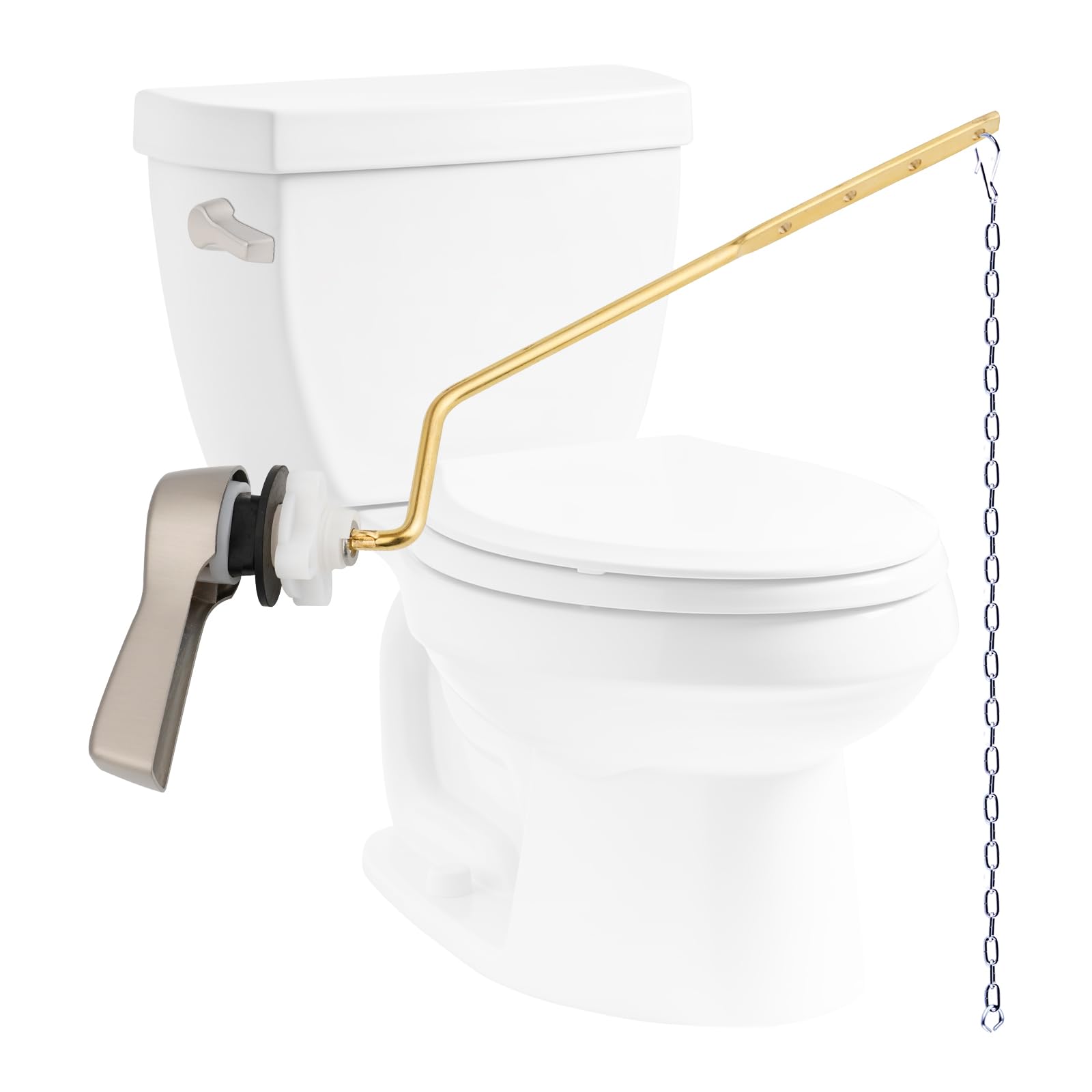Hibbent Universal Metal Side Mount Toilet Handle Kit, Brushed Nickel