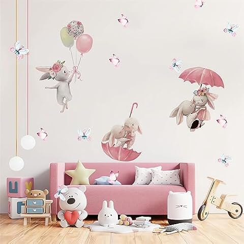 Cute Pink Bunny Wall Stickers by sacinora Cover