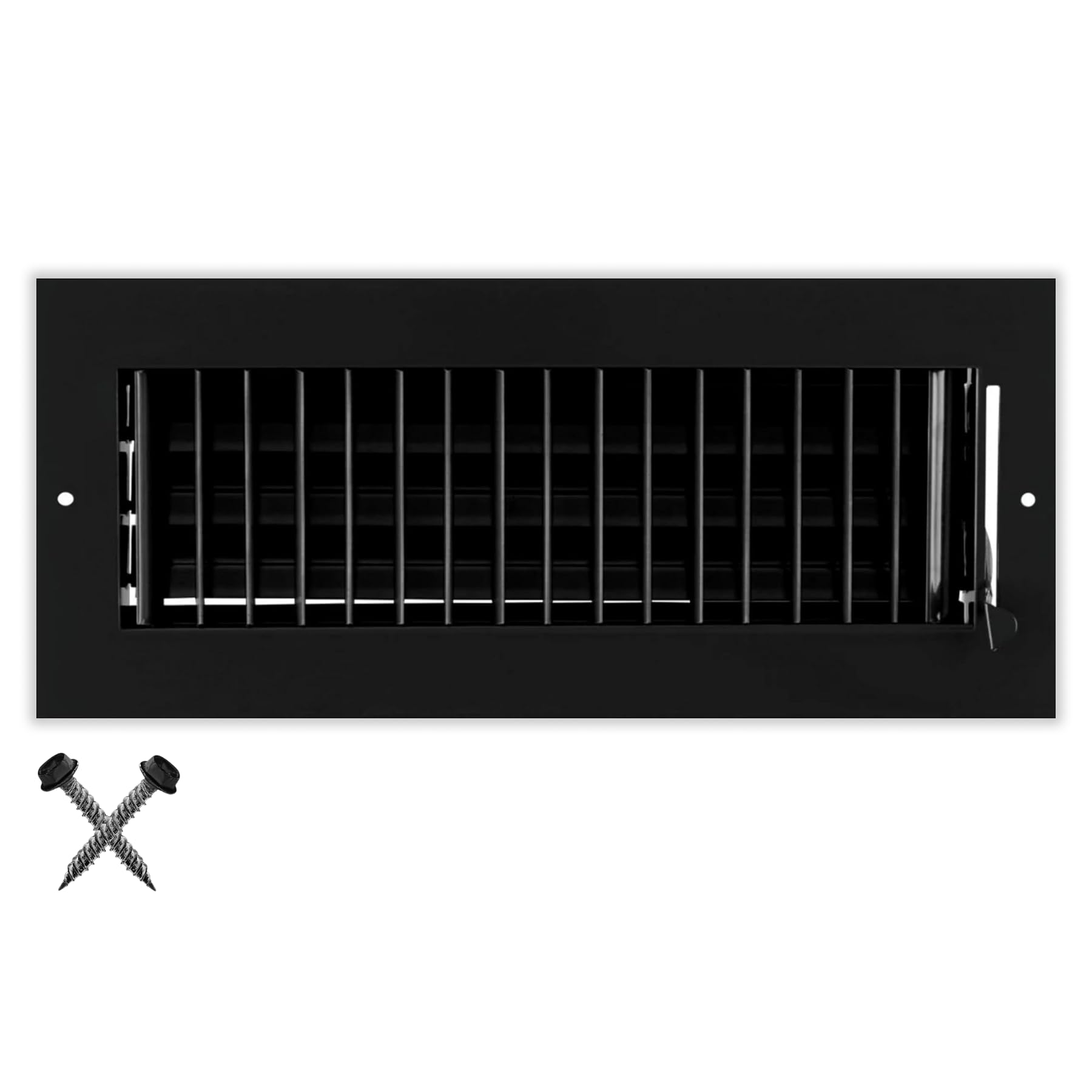 10" X 4" Adjustable AIR Supply Diffuser - HVAC Vent Cover Sidewall or Ceiling - Grille Register - High Airflow - Black [Outer Dimensions: 11.75" w X 5.75" h]