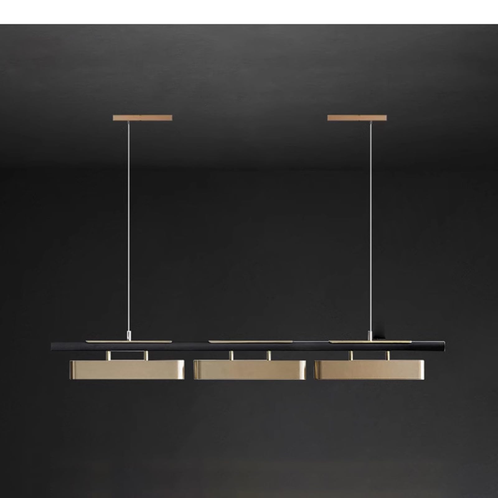 LYMSXAZOU Modern Black Linear Chandelier Dimmable LED Pendant Light Fixture with 3 Color Options Adjustable Height Ceiling Hanging Lighting for Dining Room & Kitchen (3 Lights A)