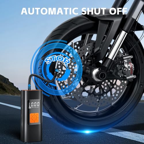 Coquimbo Bike Pump Tire Inflator Portable Air Compressor 150PSI Electric Air Pump for Car Tires Cordless Car Accessories Bike Motorcycle Pump Birthday Dad Gifts for Men Him (Orange) - Image 4