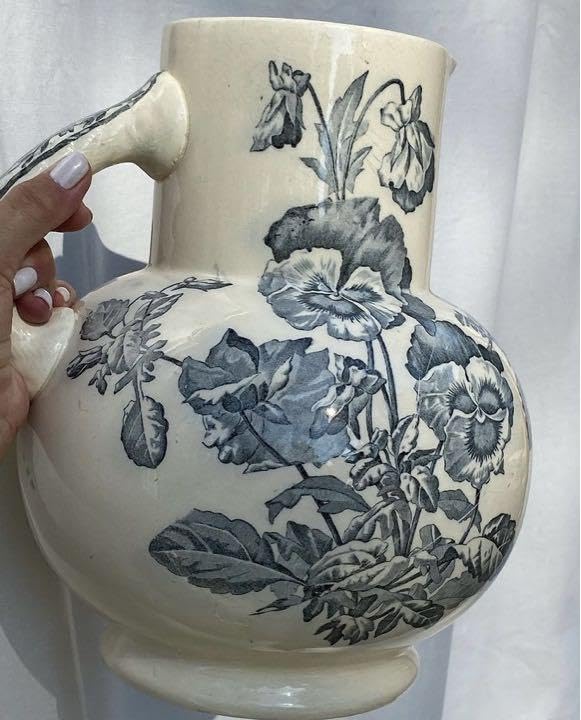 フランス☆ロンシャンのラージピッチャー パンジー花瓶フラワー フランス☆ロンシャンのラージピッチャー パンジー花瓶フラワー