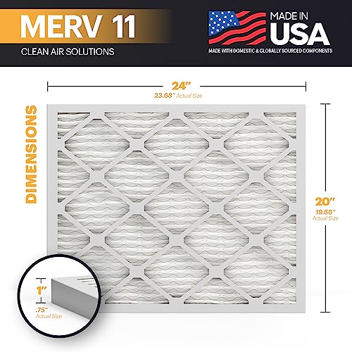 Image of BNX TruFilter 20x24x1 Air Filter MERV 11 (12-Pack) - MADE IN USA - Allergen Defense Electrostatic Pleated Air Conditioner HVAC AC Furnace Filters for Allergies, Dust, Smoke, Allergy MPR 1200 FPR 7