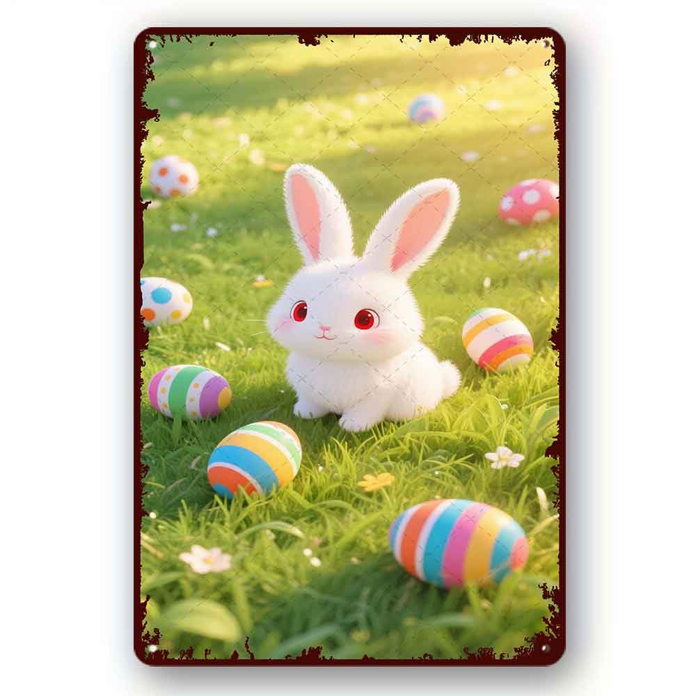 peiyeety Funny Aluminum Tin Sign Easter Bunny Fun Home Bathroom Patio Bar Cafe8x12 Inch
