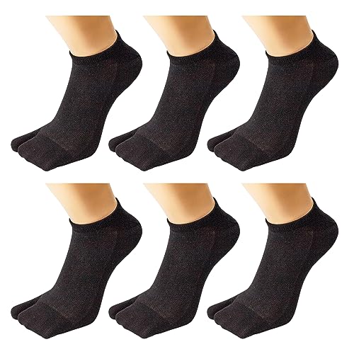 Image of Women's Solid 2 Toe Flip Flop Tabi Socks Geta Ankle Cotton 5 /6 Pairs