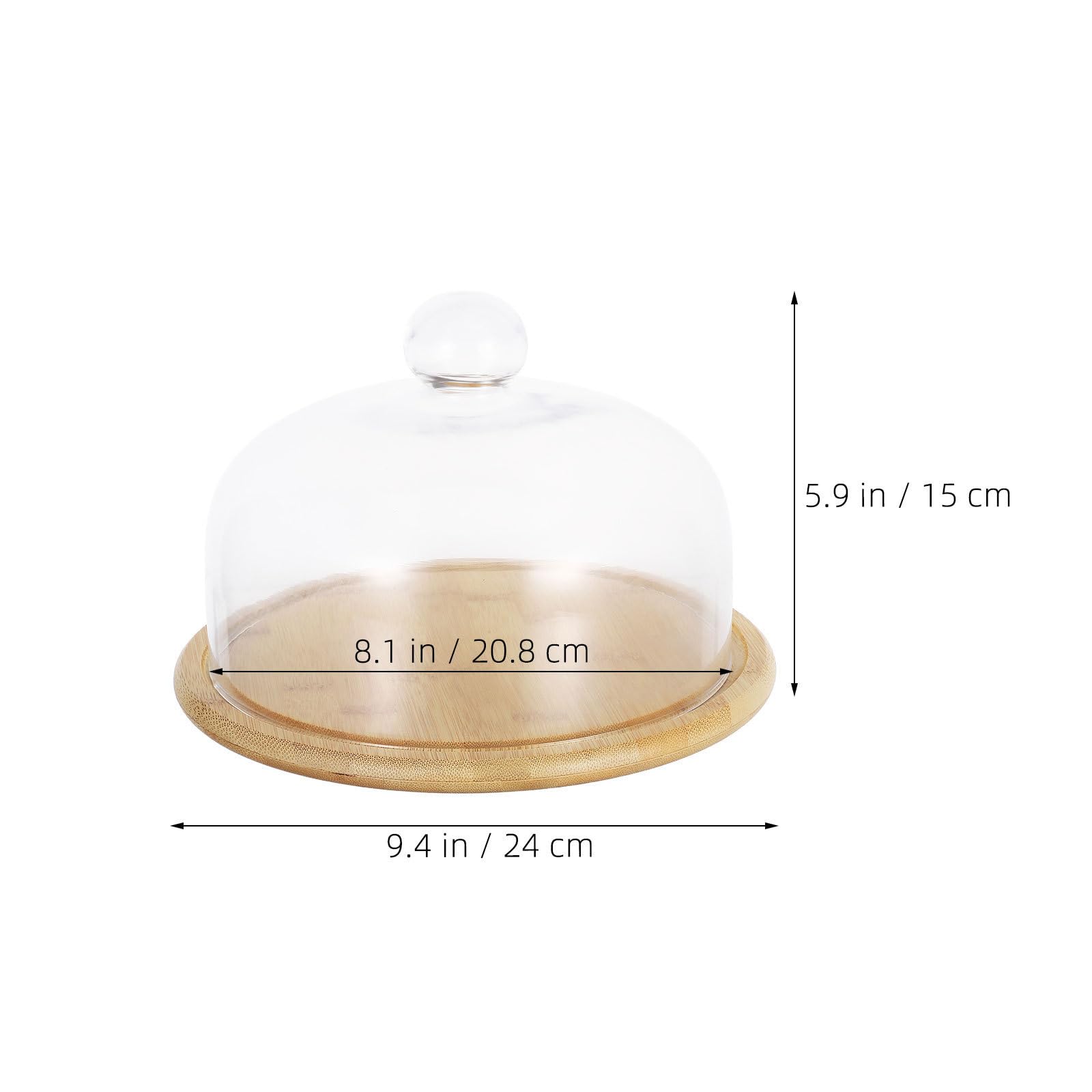 Soporte para Tartas con Cúpula de Cristal, Bambú y Vidrio