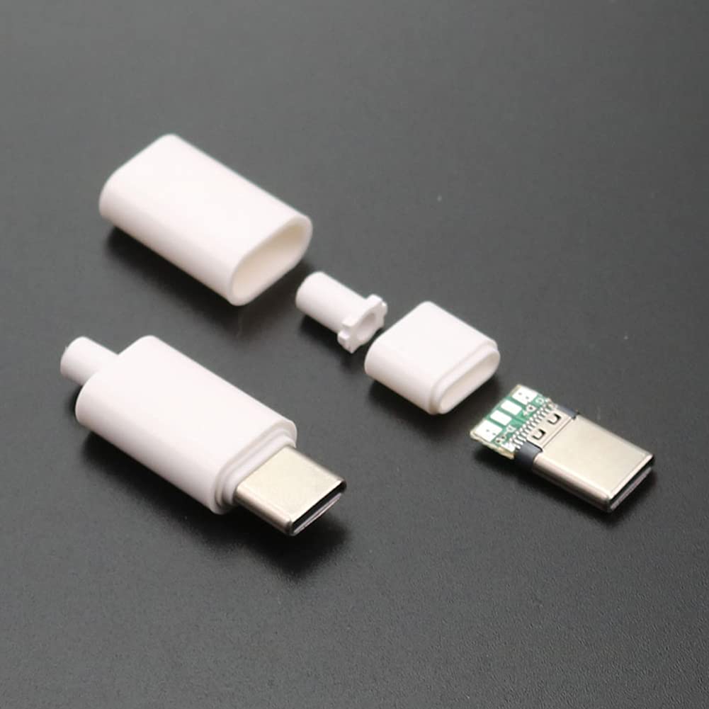 20 set di connettori USB 3.1 tipo C maschio a 24 pin di saldatura interfaccia linea dati 24P modulo di supporto scheda PCB (10 set nero + 10 set bianco)