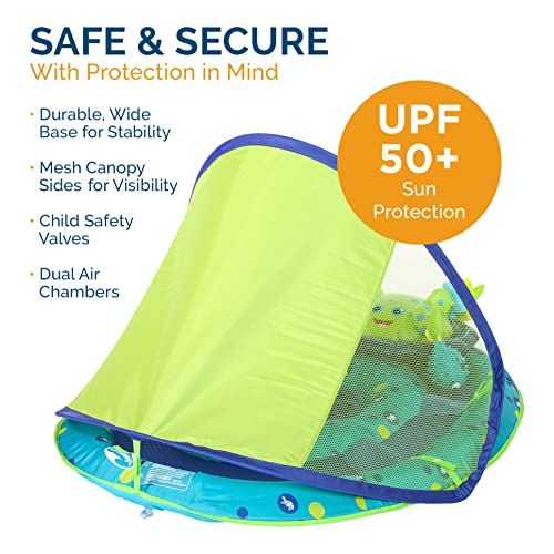 Swimways Baby Spring Float Activity Center With Adjustable Canopy And Upf Sun Protection, Green Octopus #TOP3