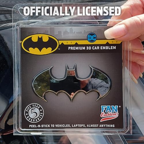Image of Fan Emblems Batman 3D Car Badge - 1989 Batwing Logo (Black Chrome: 3.8 x 1.8 x 0.2 inches)