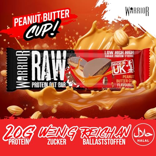 Warrior Raw Proteinriegel 12 x 75 g – Erdnussbutterpraline 12 Riegel, ballaststoffreich, mit Protein & Hafer… – Ansicht 3