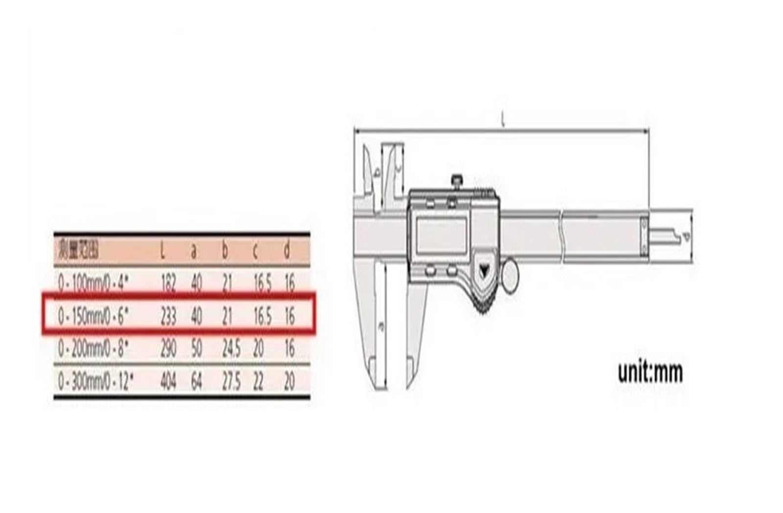Suwmiarka cyfrowa 500-196-20 suwmiarka z noniuszem 6 cali 0-150 mm LCD elektroniczny pomiar narzędzie ze stali nierdzewnej (150 mm 500-196-20)