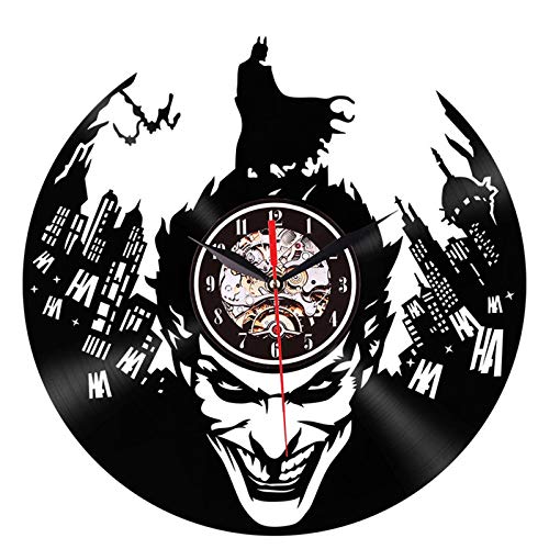 YUEBAOBEI Batman LED Vinyle Horloge Murale Éclairage Mural Changement De Couleur Record Décor Lumière Télécommande Antique Style Suspendu Horloge Décor À Maison, 12 Pouces,Without Light Cover