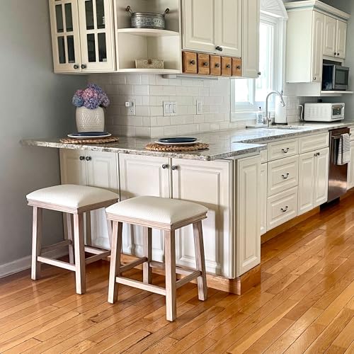 Image of PHI VILLA Counter Height Bar Stools Set of 2, Solid Wood Barstools