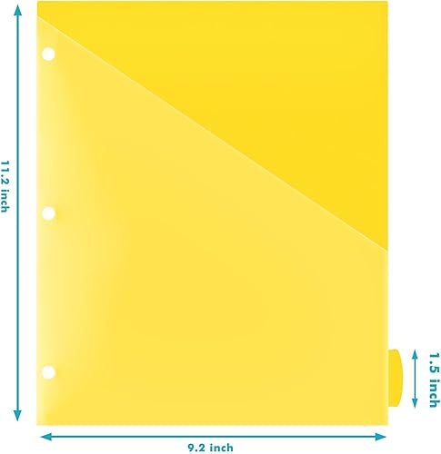 Miniatura 7 de WOT I Separadores de carpetas duraderos de 8 pestañas con bolsillo transparente, 3 juegos, separadores de plástico reutilizables para carpeta de 3
