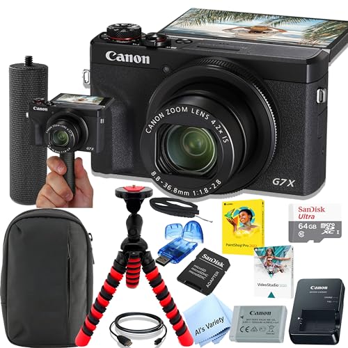 Canon PowerShot G7 X Mark III Digital Camera, Video Kit with Accessories: 64GB Memory, Case, Tripod, Grip, Software, & More (Vlogger Bundle)(Renewed)