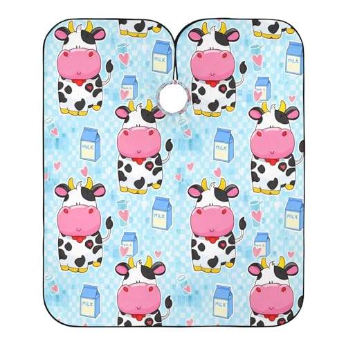 Capa de Corte de Pelo Cartoon Cows Impermeable Profesional para Barbería con Cierre de Broche Ajustable para Estilismo y Peluquería miniatura 2