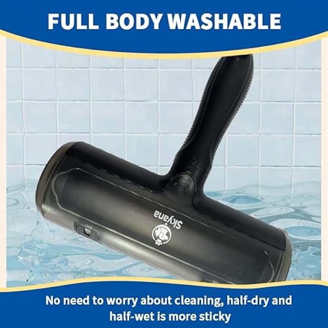 Skyana Pet Hair Roller Brush, Reusable Fur Removal Tool,Self-Cleaning Lint Roller for Dogs and Cats.Hair Removal for Fourniture,Couch,Carpet,Clothing,and Bedding (Black)-abRzsub7