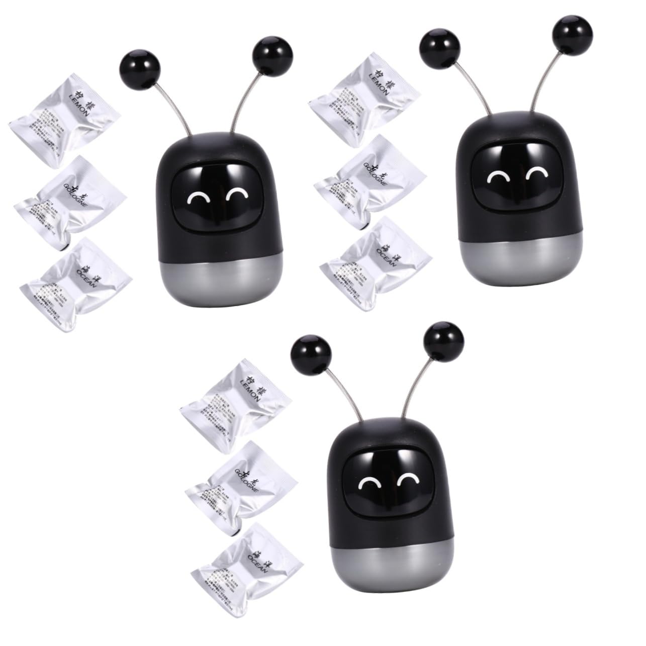 SOLUSTRE 3pezzi Diffusore Aromatico Clip Forma Di Robot Per Auto Decorazione e Profumo Per Ventilazione Fresco e Atmosfera Incantevole Facile Da Installare Con Ricariche Aromatiche