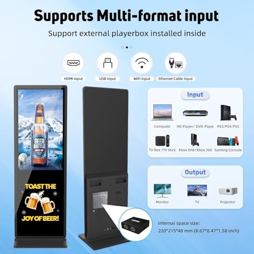 Image of 43 inch Indoor Digital Signage 4K Touchscreen IPS Floor Standing Digital Kiosks Interactive Displays with WiFi HDMI /USB Input Auto AD Player, Android OS