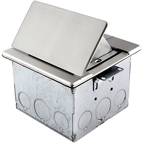 Enerlites Square Pop-Up Floor Box Kit, 4.75" X 4.75" Cover, 20A Tamper-Weather Resistant Receptacle Outlet, Watertight Gasket, Corrosive Resistant Hardware, 961241-S, Nickel Plated Brass (661241-S) #TOP4
