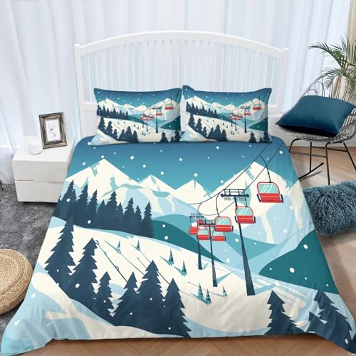 Housse de couette montagnes enneigées 240x260 parure lit microfibre - 5