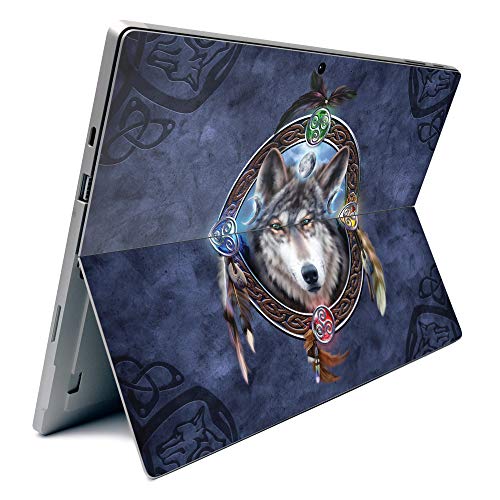 Image of MightySkins Carbon Fiber Skin for Microsoft Surface Pro 7 - Wolf Dreamcatcher | Textured Carbon Fiber Finish | Easy to Apply, Remove, and Change Styles | Made in The USA
