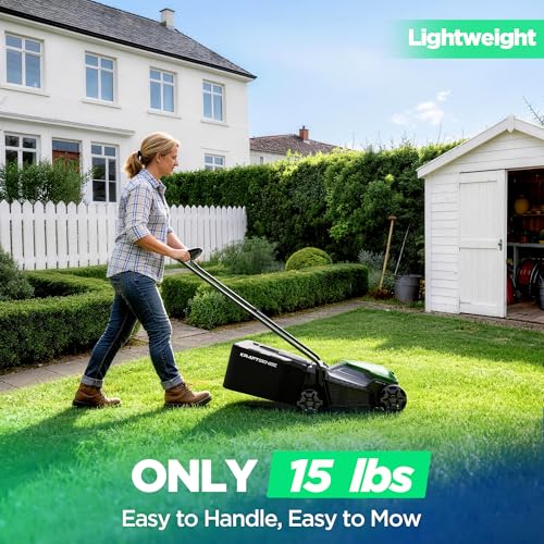 Image of 14 inch Cordless Lawn Mower, 20V Lightweight Push Mower with 8.0Ah Battery, Ultra-Quiet Motor for Small Yards, Lawn Care, Backyard Maintenance