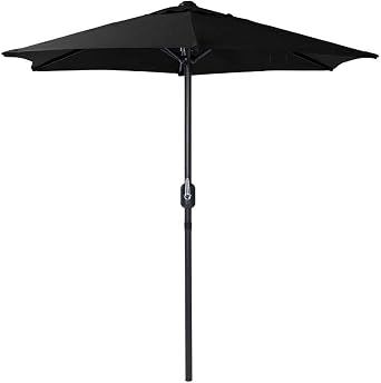 CHARLES BENTLEY Outdoor, Garden, Patio 2m Parasol Shade Umbrella, 2.5kg, Water Resistant, Sunshade, Free Standing, Crank Winding System, 38mm Pole, Steel Frame 225x200cm