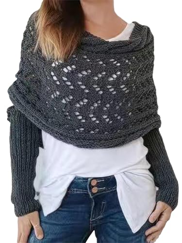Knitted Scarf with Sleeves for Women Multifunctional Scarf with Sleeves Lightweight Scarves for Women