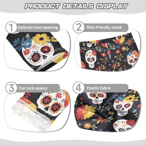 Flower Maxican Sugar Skull Girls Casual Leggings for Kids Printed Long Pant Bottoms Stretch and Soft3