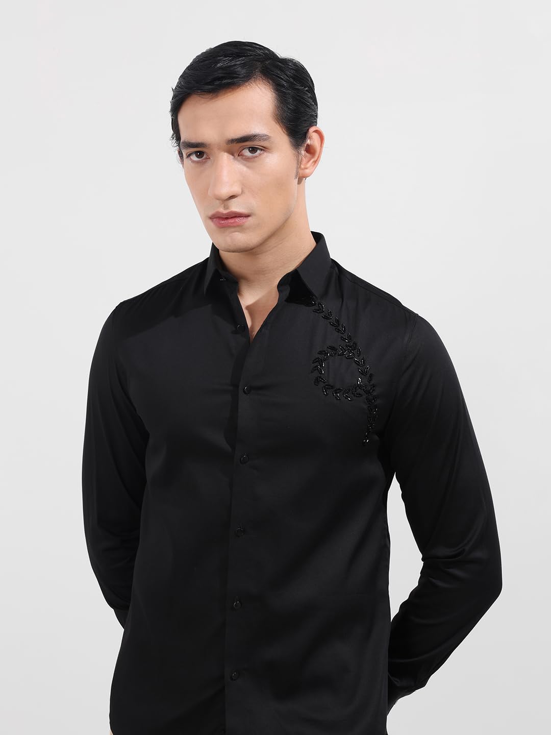 The Indian Garage Co Camicia da festa a maniche lunghe con colletto cutaway impreziosito slim fit da uomo