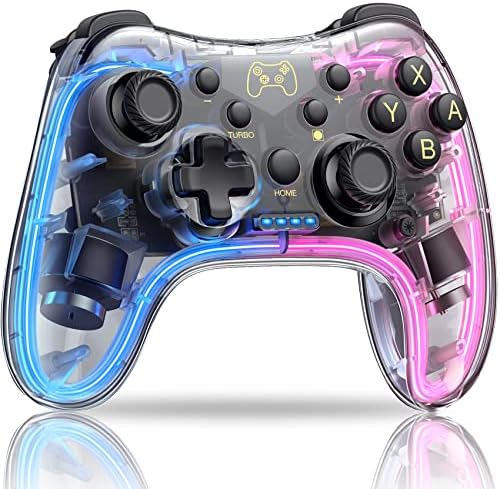 （19:30時点） Switch コントローラーSwitch1/2 RGBライト スイッチ コントローラー 3階段連射 無線 スイッチ プロコン ジャイロセンサー搭載 4つレベル振動 スリープ解除 アプリ設定 Switch/Lite/OLED/Android/IOS/PCに対応 透明