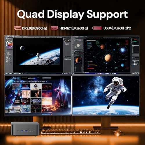 Image of Reatan AI Oculink Mini Barebone PC AMD Ryzen 7 255 (8C /16T Upgraded 8745HS) Radeon 780M NO SSD & NO RAM & NO OS 8K Quad-Screen Display Desktop Gaming Mini Computers WiFi 7 BT:5.4 Built-in Speaker