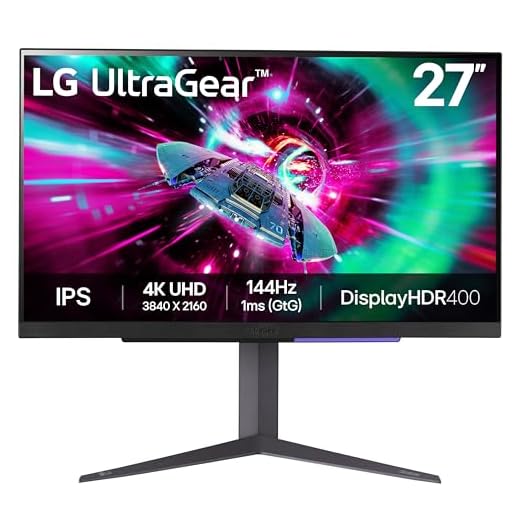 LG UltraGear 4K Gaming Monitor 27GR93U, 27 inch, 4K, 144Hz, 1ms GtG, IPS Display, HDR 10, NVIDIA G-Sync compatible & AMD FreeSync, Smart Energy Saving, Displayport, HDMI