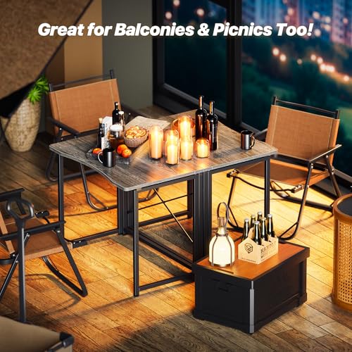 Image of Huuger Folding Desk for Small Spaces, 31.5 Inch Foldable Computer Table | Easy Assembly, Small Writing Work Office Computer Desk, for Home Office, Study, Bedroom, Dorm, Space Saving, Grey