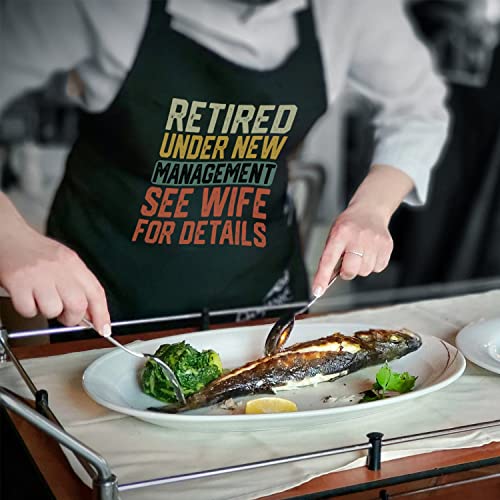Retirement Gift For Men Women - Grill Aprons For Men - Retirement Apron For Chef Grilling Kitchen Bbq, Retired Gifts For Husband, Dad, Wife, Mom,Grandpa, Grandma(Retired Under New Management) #TOP1