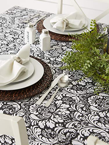 DII Damask Cotton Tablecloth, 70" Round, Black, 70 inch (Round) - Image 4