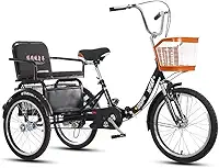 Bicicleta De Triciclo Adulto De 20 Polegadas - Bicicleta De 3 Rodas Para Adultos, Capacidade De Carga 180kg, Triciclo De Cruzeiro, Triciclo De Carga Com Luz De Cesta De Compras, Bicicleta D, C