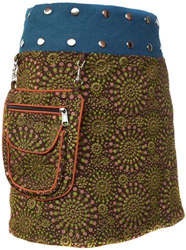 Gheri Blumen Kurz Popper Abnehmbar Tasche Reversibel Baumwolle Rock I