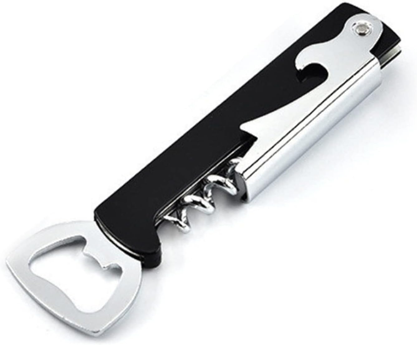 Can Opener, Stainless Steel Corkscrew Waiters Wine Bottle Opener Beer Cap Opener Wine Accessories Corkscrew (Color : Red Wine) (Black)
