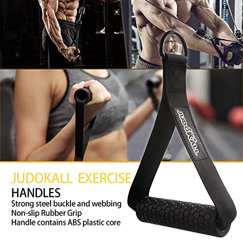 Judokall Tricep Rope Cable Machine Attachments Fitness Machine Accessories - Triceps Rope Pull Down Attachment + Exercise Handles + Carabiner For Home Gym Workout + Gym Accessories Set. #TOP5