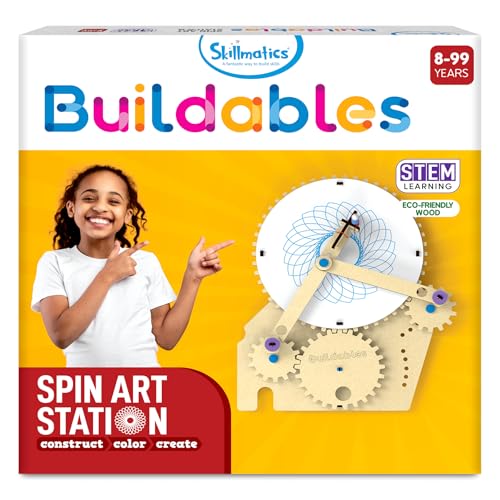 Skillmatics STEM Building Toy : Buildables Spin Art Station | Gifts for 8 Year Olds and Up | Fun Learning & Educational Activities