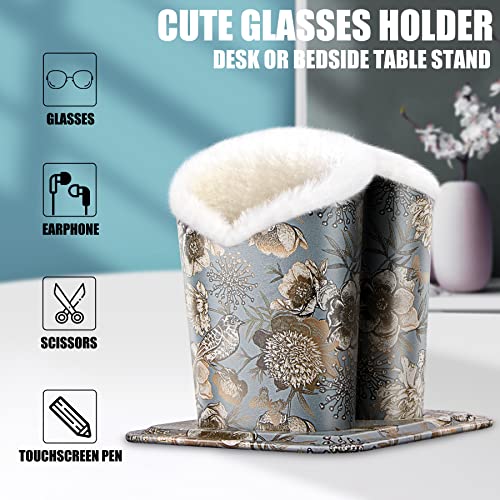 Image of bvya Double Eyeglasses Holder Plush Lined Stand Glasses Protective Holder