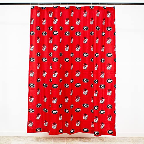 Image of College Covers Everything Comfy Georgia Bulldogs Bright and Colorful Shower Curtain Cover 70 inch x 72 inch