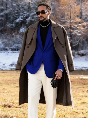 Image of MAGE MALE Men's One Button Suit Jacket Elegant Solid Color Blazers Slim Fit Lightweight Sport Coats Blazer