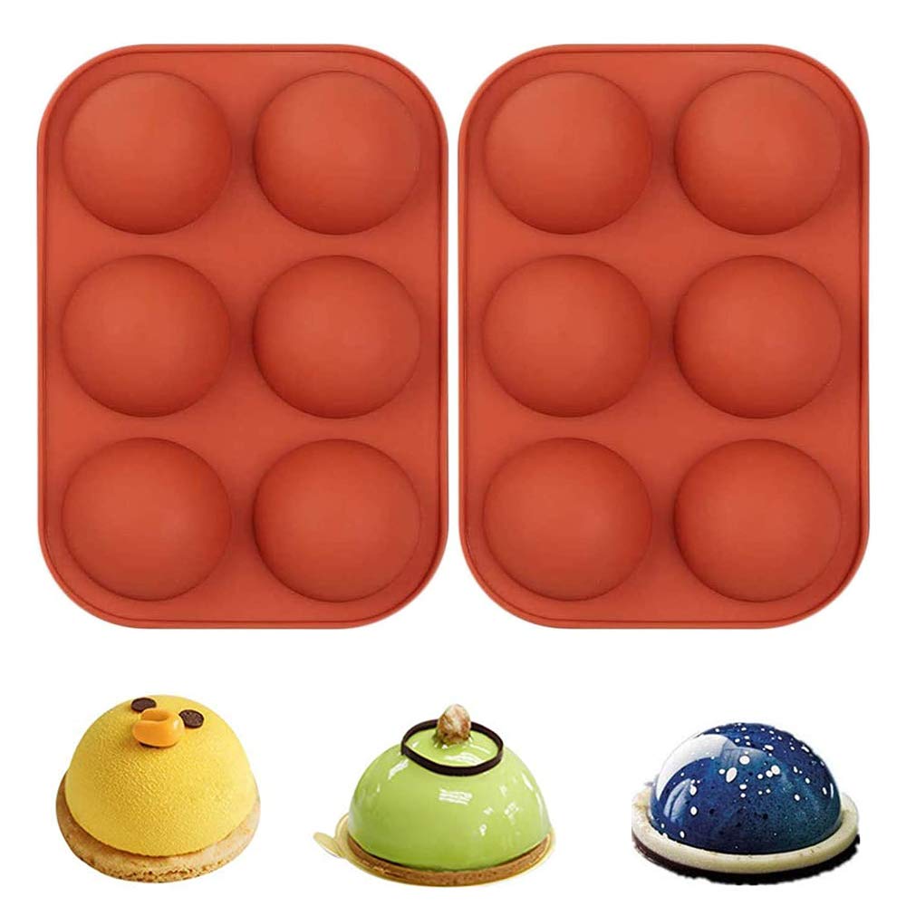 2Pcs Semi Sphere Silicone Mould Baking Mold For Hot Chocolate Bomb, Cake, Jelly, Dome Mousse, Pudding, Hot Chocolate Mold