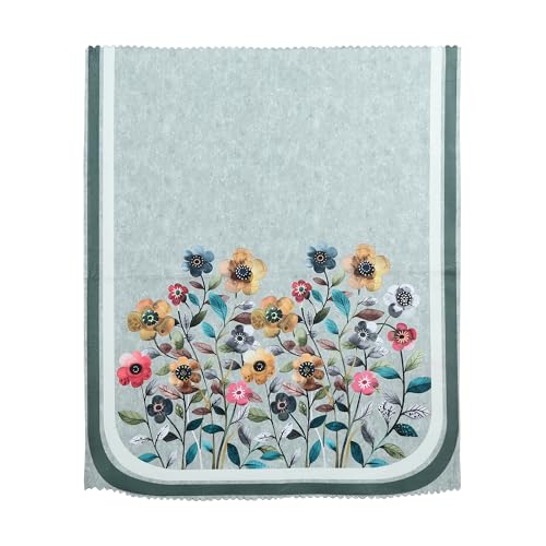 Image of Velvet 3 Seater Sofa Cover with 6 Seat and Back Covers, 2 Hand Rest Covers - Floral Design - Washable Fabric - Stylish Sofa Cover for Modern Living Room (Light Green, 3 Seater With Arm Cover)